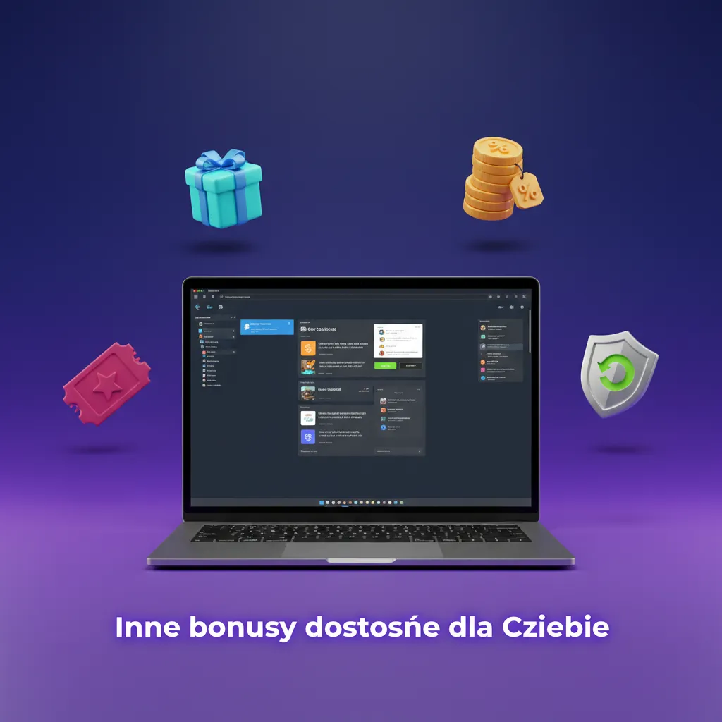 Baner: Inne bonusy — cotygodniowy reload, darmowe spiny, cashback, turnieje i misje, program VIP/urodzinowy.